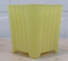 ANTIQUE YELLOW GLASS BIRD CAGE SEED FEEDER / WATER CUP RIBBED