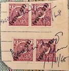 Pakistan Revenue Decimal Currency Inverted Hand Stamp 4- Stamps On Piece 1968