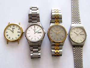 Lot of 4 Seiko Quartz Men's Wristwatches for REPAIR