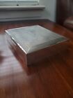 Large English Sterling Silver Cigarette Case Jewelry Dresser Box Wood Lined 6.5
