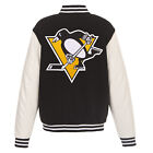 NHL Pittsburgh Penguins Reversible Fleece Jacket PVC Sleeves Embroidered Logos