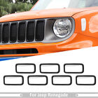 7x Front Grille Inserts Grill Cover Trim Kit Rings for 2019+ Jeep Renegade Black (For: Jeepster)
