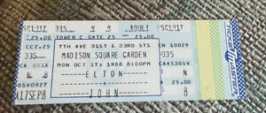 ELTON JOHN RARE UNUSED CONCERT TICKET MADISON SQUARE GARDEN NEW YORK 10/17/1988