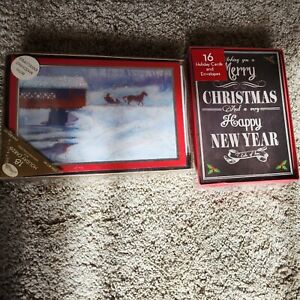 34 Cards Seasons Christmas Cards Box of 18 & 16 MARRY CHRISTMAS HAPPY NEW YEAR