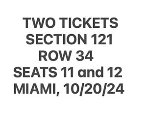 2 Tickets Taylor Swift 10/20/24 Miami, FL Price Is For BOTH