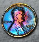 1927 D Lincoln Wheat Cent Penny Gorgeously Rainbow Toned US Coin VF XF Unc Bu