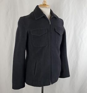 J. Crew Wool Blend Jacket Women's Medium Full Zip Dark Gray Flap Pockets Coat