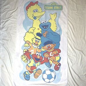 Sesame Street Towel Soccer Elmo Ernie Burt Cookie Monster Big Bird Vtg Franco