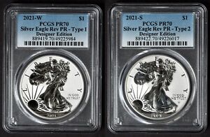 New Listing2021-W, 2021-S PCGS PR70 Reverse Proof American Silver Eagle - T1 & T2 OGP