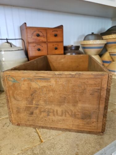 Antique Wooden Edenvale Brand PRUNES Primitive Farmhouse Wood Shipping Box Crate