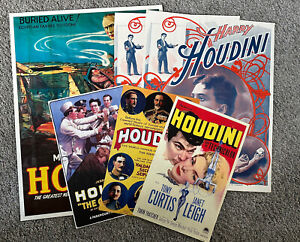 Vintage Houdini Magic Poster Lot: See Description!! 6 Posters!!