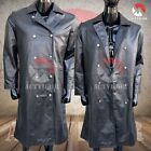 MENS CLASSIC UNIFORM BLACK LEATHER LONG TRENCH COAT/TRENCH COAT EVENTS HALLOWEEN