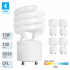 4 Pack Spiral CFL Fluorescent 13 Watt =60W Twist and Lock GU24 4100K Cool White