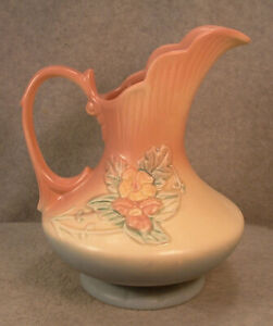 New ListingHull Art Pottery USA Wildflower Pattern Ewer Vase W-11 8 1/2
