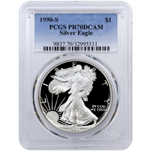 1990-S American Proof Silver Eagle Coin PCGS PR70 DCAM SKU 2