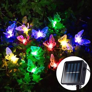 2 Pack 12.5FT LED Solar Fairy String Lights Butterfly Waterproof Garden Decor