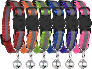 Upgraded Version - Reflective Cat Collar with Bell, Set of 6, Solid & Safe