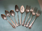 VINTAGE SILVERPLATE SERVING FLATWARE FORKS & SPOONS MIXED LOT 9 PCS