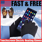 USB Rechargeable Electric Heating Gloves Winter Warm Touchscreen Hand Warmer US