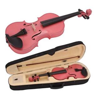 1/4 Size Beginners Instruments Acoustic Violin Set for Kids Children Pink