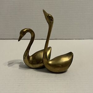 Vintage Brass Swan Hollywood Regency MCM Lot of 2 Decor Brass Animals Korea