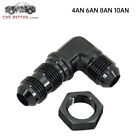 6AN/8AN/10 AN Male to Male 90 Degree Bulkhead Adapter Fitting with Nut Black
