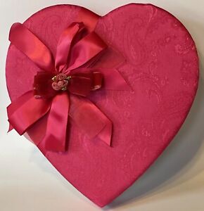 Vintage Style Red Fabric Heart Empty Candy Box Valentine’s Day