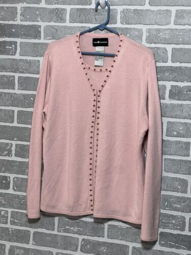 Sag Harbor Women’s Large Pink 1 Piece Layered Look Sweater Set Embellished