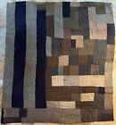Vintage Wool Quilt, Primitive Homemade Old Mens’s Suits Unusual Patchwork