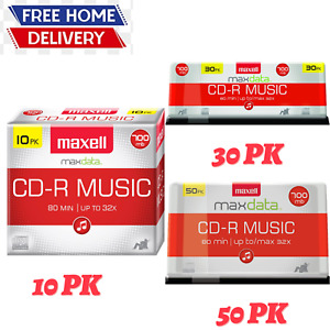 CD-R Blank Media Spindle Maxell Audio Music, 10, 30 & 50 Pack