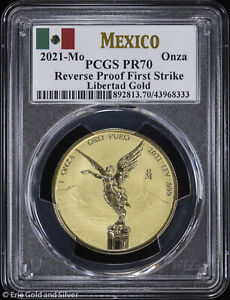 2021-Mo Mexico 1 oz Gold Reverse Proof Libertad PCGS PR 70 | First Strike