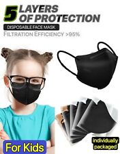 40/10 Pcs Black KN95 Protective 5 Layer Face Mask BFE 95% Disposable Kids Masks
