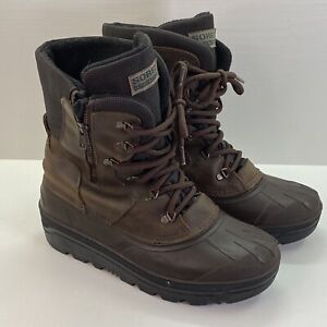 Sorel Kaufman Waterproof Chore Boots Womens 10 Winter Outdoor Work Brown Leather