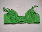 Victoria Secret PINK Unlined Bra 36C Green Lace Floral Underwire AA