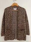 MAGASCHONI Women Cashmere Cardigan Sweater XS Leopard Open Front Pockets