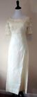 1960s Short Sleeve Wedding Dress Simple Lace Trim Sheath Ivory Vintage