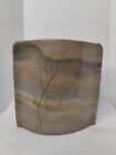 New ListingStudio Pottery Artist Signed Pinched Edges Clay 6.5” Vase Leaf Print