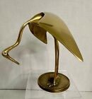 New Listing1940s- 60s Brass Crane Egret Heron Stork Bird Statue Figurine Metal -Table Decor