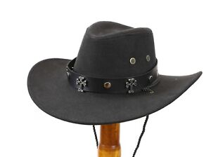 Gothic Cross Hat Band for Cowboy Hats Steampunk Leather Thrash Metal Rock