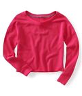 Aeropostale Womens Wide Cropped Crew Knit Sweater, Pink, Medium