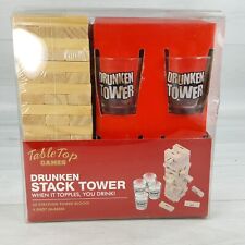 Drunken Stack Tower Tabletop Adult Drinking Shots Game Wood Building Blocks NEW