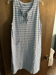 J Jill Blue/white Striped Cotton Dress Size XL