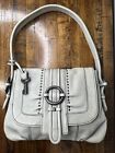 Fossil Fifty Four French Gray Thick Leather Satchel Handbag Shoulder Bag Purse