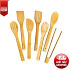 Wooden Spoons for Cooking 7-Piece, Kitchen Nonstick Bamboo Cooking Utensils Set
