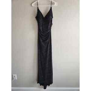 Vintage Y2K City Triangles Womens Sz M Maxi Dress Formal Black Glitter 2000s