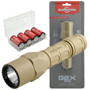 Surefire G2X Pro 600 Lumen LED Flashlight w/ 4 Extra CR123 & Battery Box - Tan