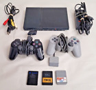 Playstation 2 PS2 Slim Console Bundle w/ 2 Controllers + Cables + x4 Games