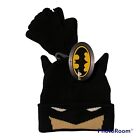 Batman Cowl Costume Kids Knit Beanie & Glove Set Black