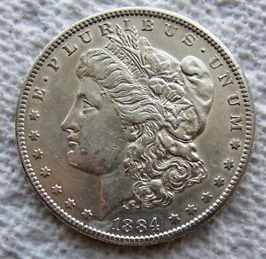 New Listing1884-S Morgan Silver Dollar Rare Key Date AU UNC Cleaned Scratched Planchet Flaw