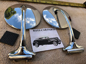 NEW SET 37 39 48 54 4 INCH ROUND RIGHT AND LEFT VINTAGE STYLE SIDE VIEW MIRRORS (For: 1952 Chevrolet)